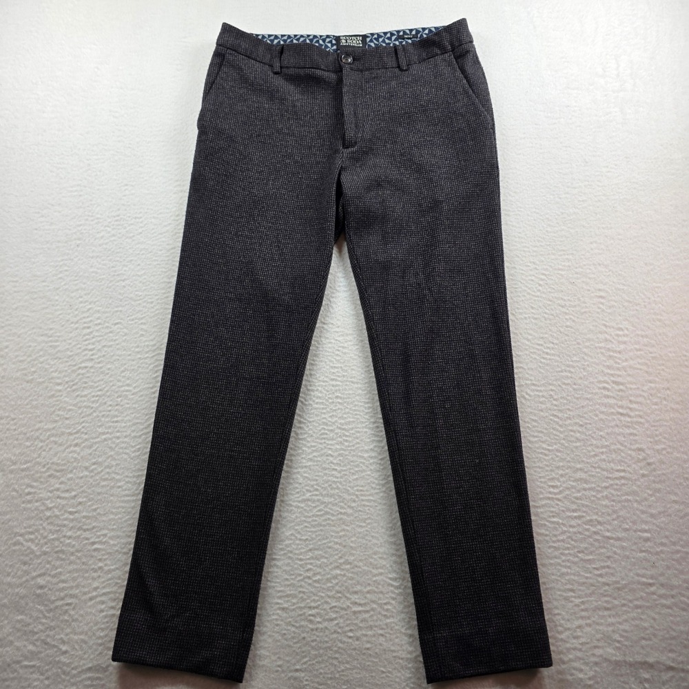 Scotch & Soda Mott Super Slim Fit Chinos Mens 32x32 Charcoal Micro Check 167144